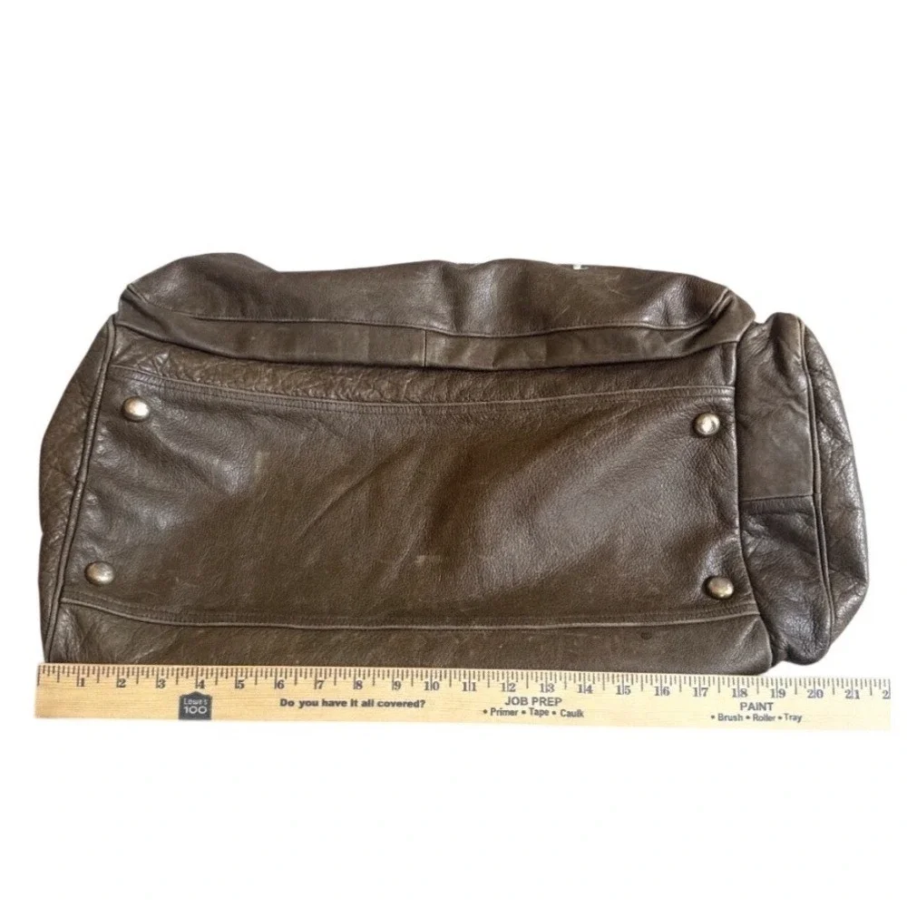 Vintage 80s 90s Brown Leather Duffle Bag Travel Weekender Luggage Retro Gym Bag